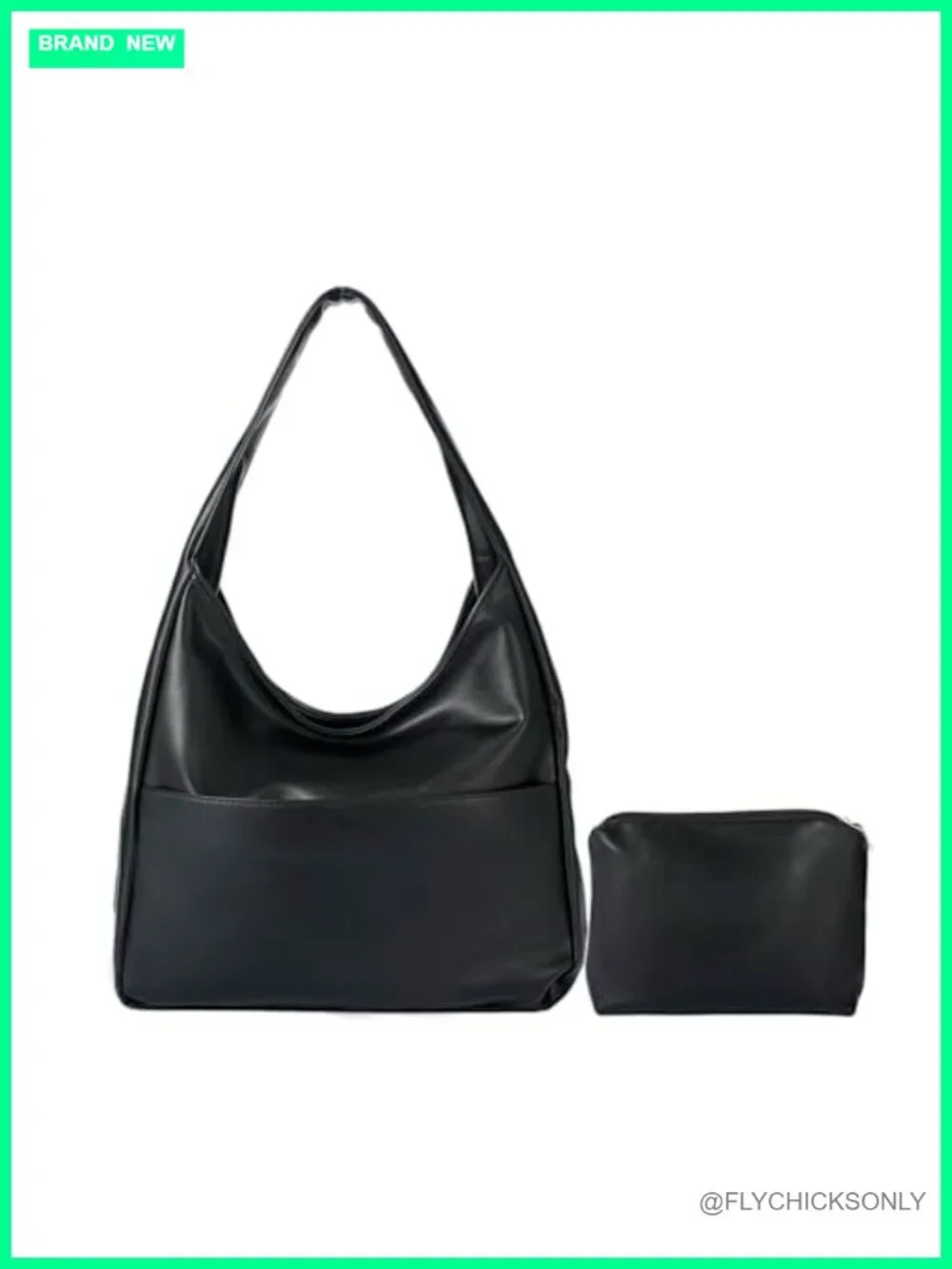 Women's Faux Leather Quilted Hobo Tote Shoulder Work Handbag 2-Piece Set